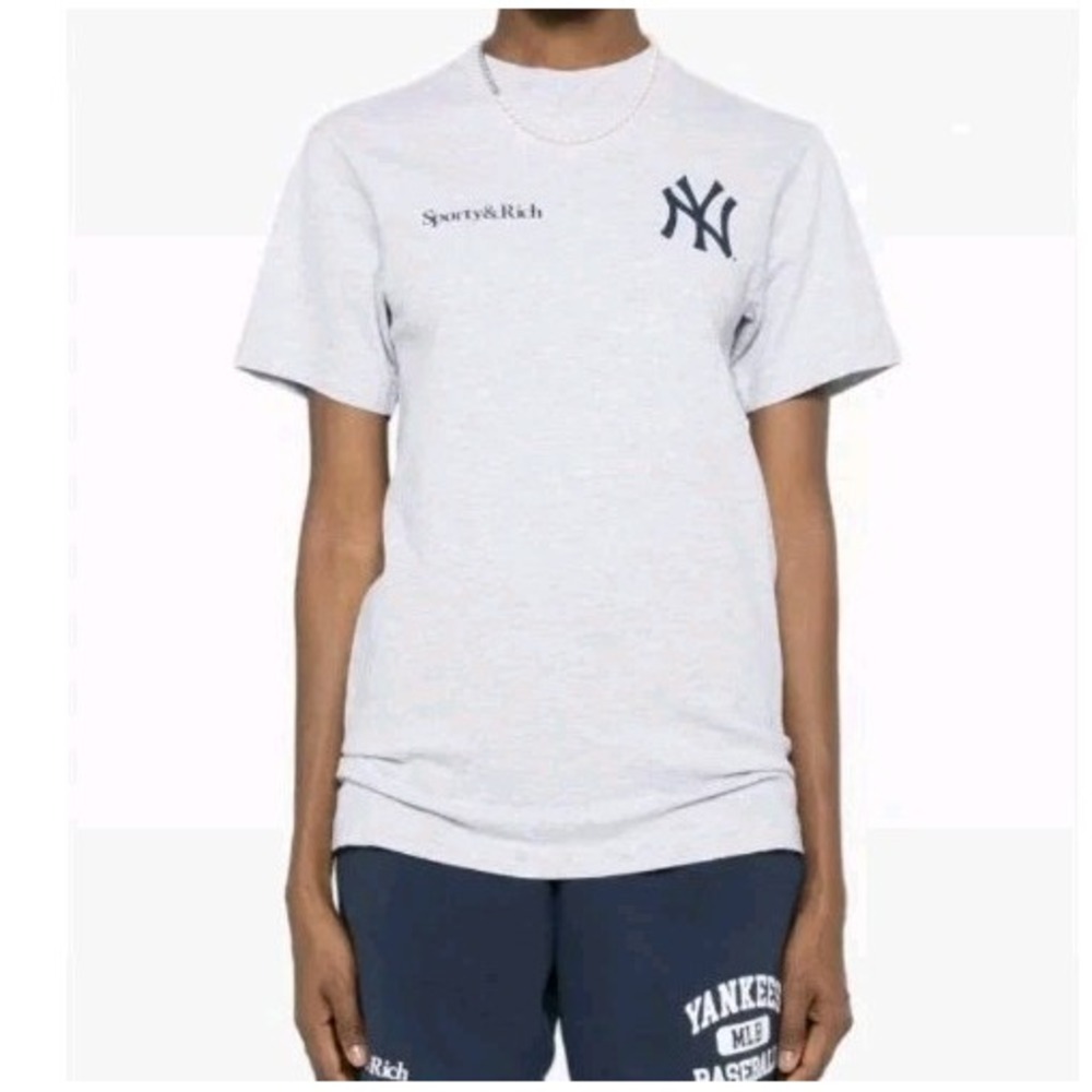 Sporty & Rich Women's NY Yankees Champions T-Shirt Heather Gray Size XS NWT